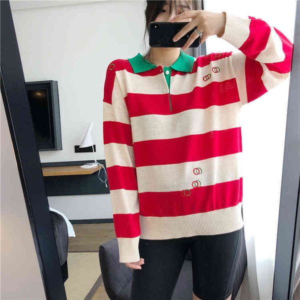 2022 factory wholesale new 8532g home red and white polo college fresh korean stripe embroidery color matching knitted pullover loose sweate
2022 factory wholesale new 8532g home red and white polo college fresh korean stripe embroidery color matching knitted pullover loose sweate