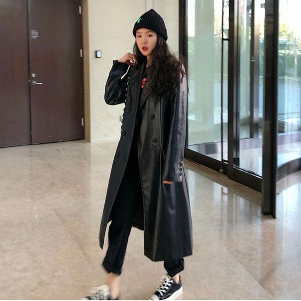 women's trench coats lanmrem 2021 autumn black pu leather windbreaker long korean version of the lapel a-line jacket 19b-a562, Tan;black
women's trench coats lanmrem 2021 autumn black pu leather windbreaker long korean version of the lapel a-line jacket 19b-a562, Tan;black