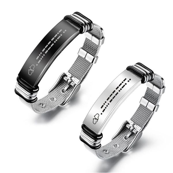 charm bracelets forever i love you morse code bracelet for woman men mesh stainless steel couple wristband promise jewelry, Golden;silver
charm bracelets forever i love you morse code bracelet for woman men mesh stainless steel couple wristband promise jewelry, Golden;silver