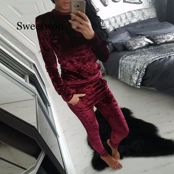 two piece dress velvet tracksuit women costume set long sleeve pant velour sets for sporting suit, White
two piece dress velvet tracksuit women costume set long sleeve pant velour sets for sporting suit, White