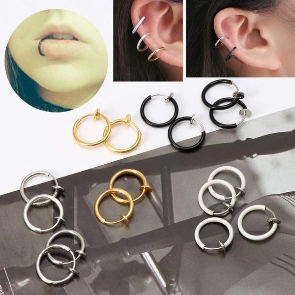 hoop & huggie 4pcs clip on fake earrings non-pierced nose rings lip ear body jewelry, Golden;silver
hoop & huggie 4pcs clip on fake earrings non-pierced nose rings lip ear body jewelry, Golden;silver