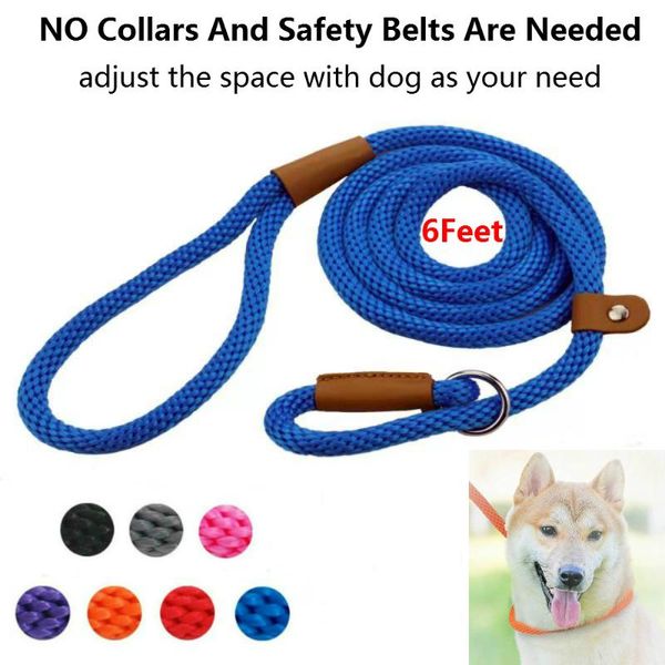 dog leash 6 ft rope leashes durable high strength polyester material soft wear-resistant slip lead ring design easy to on collars &