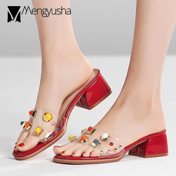 dress shoes full color rivets transparent sandals women thick med-high heels slippers ladies clear pvc beach flip flops studded sandalias, Black
dress shoes full color rivets transparent sandals women thick med-high heels slippers ladies clear pvc beach flip flops studded sandalias, Black