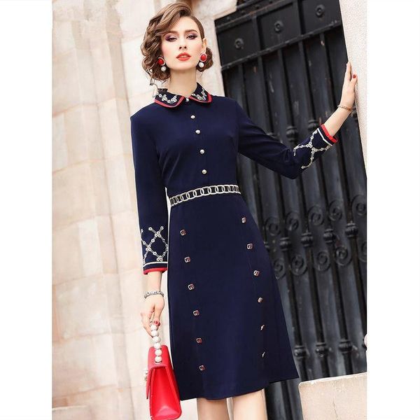 doll collar embroidery women's spring style french retro fashion slim mid-length dress plus size s-4xl casual dresses, Black;gray
doll collar embroidery women's spring style french retro fashion slim mid-length dress plus size s-4xl casual dresses, Black;gray