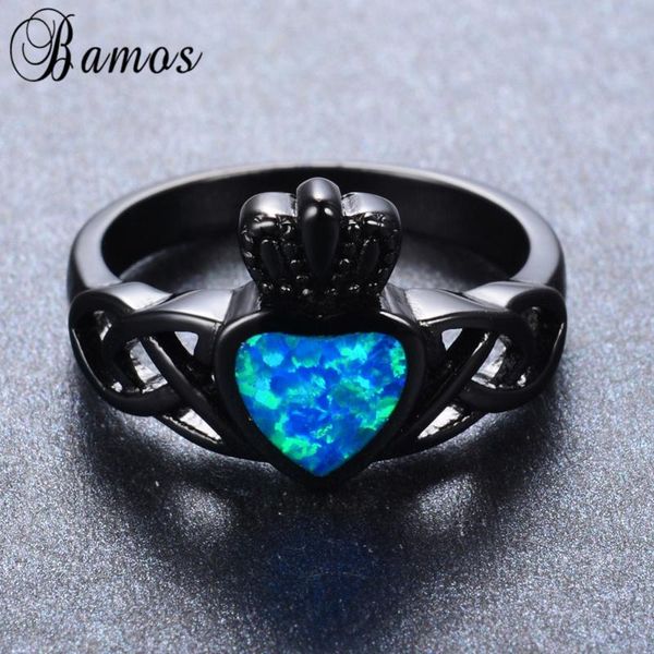 wedding rings bamos cute heart style blue fire opal for female male black gold filled claddagh ring party jewelry bijoux rb1029, Slivery;golden 
wedding rings bamos cute heart style blue fire opal for female male black gold filled claddagh ring party jewelry bijoux rb1029, Slivery;golden