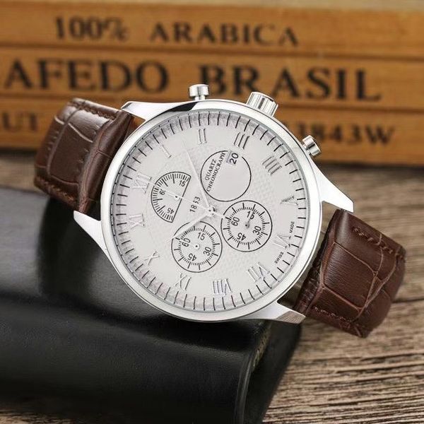 fashion mens watches brand leather strap 40mm dial satch man wristwatches quartz watch for men father's christmas gifts valentine', Slivery;brown
fashion mens watches brand leather strap 40mm dial satch man wristwatches quartz watch for men father's christmas gifts valentine', Slivery;brown