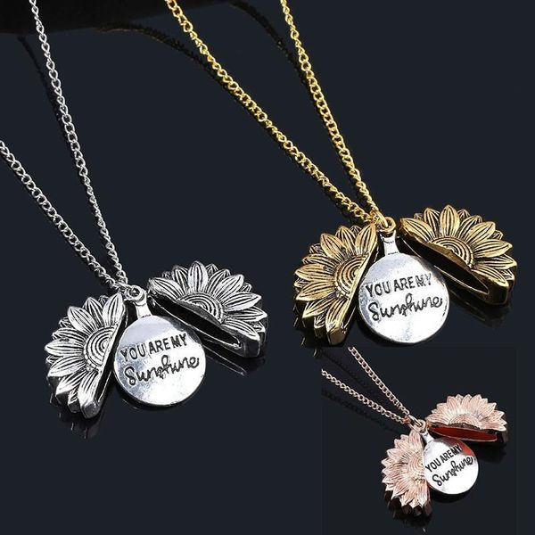 pendant necklaces 2021 women necklace custom you are my sunshine open locket sunflower double-layer lettering short clavicle chain, Silver
pendant necklaces 2021 women necklace custom you are my sunshine open locket sunflower double-layer lettering short clavicle chain, Silver