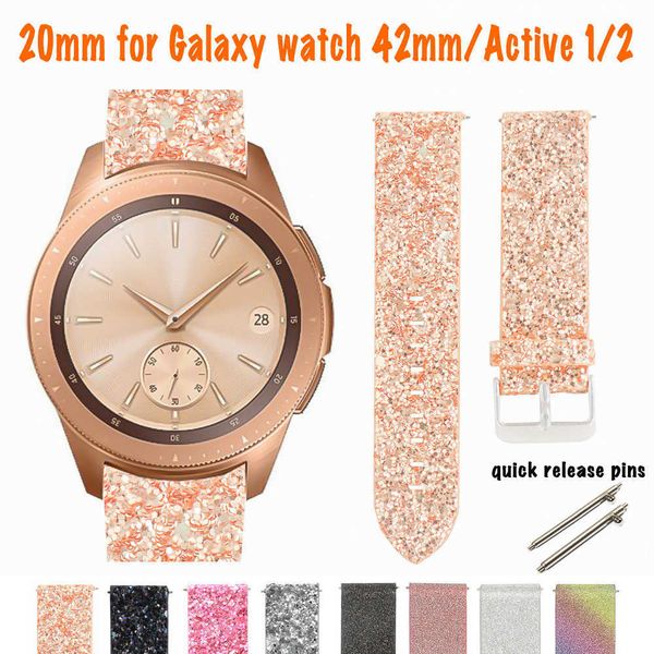 samsung galaxy watch 42mm smart watch strap leather band for galaxy watch active 2 bling replacement glitter watchband bracelet h0915, Silver
samsung galaxy watch 42mm smart watch strap leather band for galaxy watch active 2 bling replacement glitter watchband bracelet h0915, Silver
