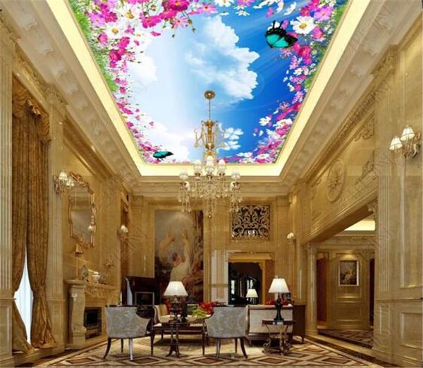 wallpapers 3d ceiling murals wallpaper custom po non-woven flowers butterflies sky painting wall mural for living room
wallpapers 3d ceiling murals wallpaper custom po non-woven flowers butterflies sky painting wall mural for living room