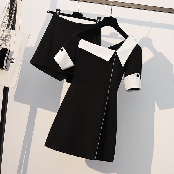 plus size women summer two piece set korean irregular collar short sleeve patchwork blazer dresses and shorts for suit women's tracksui, Gray
plus size women summer two piece set korean irregular collar short sleeve patchwork blazer dresses and shorts for suit women's tracksui, Gray