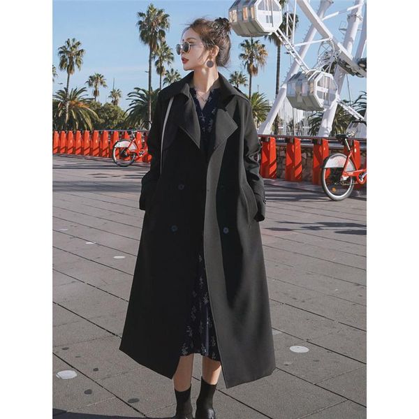 women's trench coats black long windbreaker for women 2021 spring ladies british streetwear korean outwear leisure waist belt loose coa, Tan;black
women's trench coats black long windbreaker for women 2021 spring ladies british streetwear korean outwear leisure waist belt loose coa, Tan;black