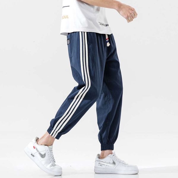 men's pants fashion large banded striped sports nine point cotton hemp loose casual batch 743p, Black
men's pants fashion large banded striped sports nine point cotton hemp loose casual batch 743p, Black