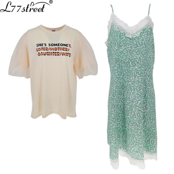 super fairy mesh sleeves printed t-shirt girlish style lace drape dress korean western holiday women's two piece pants, White
super fairy mesh sleeves printed t-shirt girlish style lace drape dress korean western holiday women's two piece pants, White