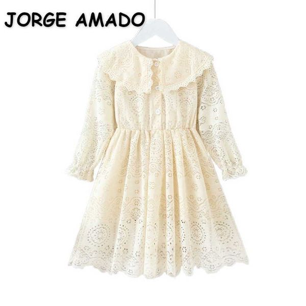 wholesale spring girls dresses solid beige color lace peter pan collar lady style princess kids clothes e501 210610, Red;yellow
wholesale spring girls dresses solid beige color lace peter pan collar lady style princess kids clothes e501 210610, Red;yellow