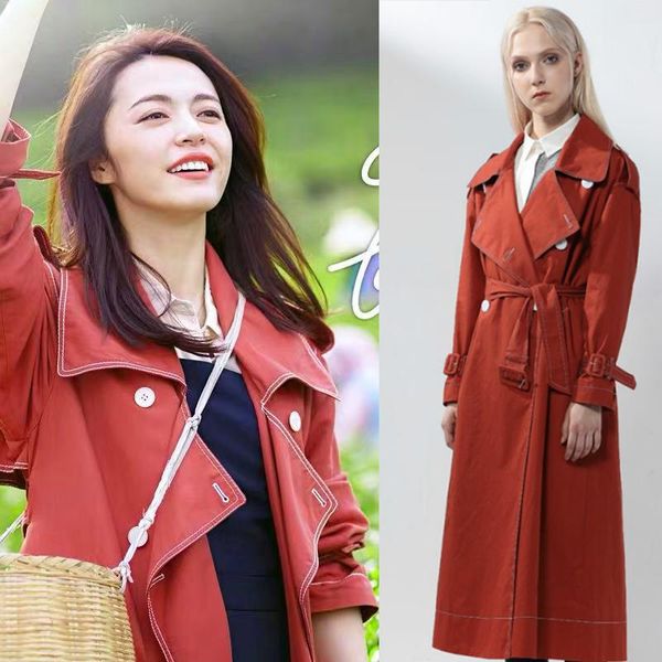 women's trench coats french design streetwear women long coral wine red color 2021 spring fall overcoats windbreaker, Tan;black
women's trench coats french design streetwear women long coral wine red color 2021 spring fall overcoats windbreaker, Tan;black
