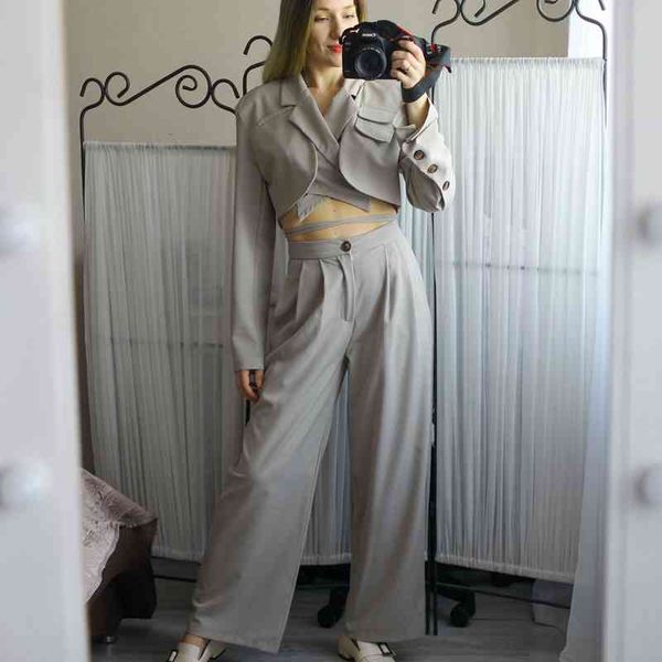 pant summer korean streetwear two piece women crop office lady lace-up short coat + high waist long pants set suits 001d, White
pant summer korean streetwear two piece women crop office lady lace-up short coat + high waist long pants set suits 001d, White