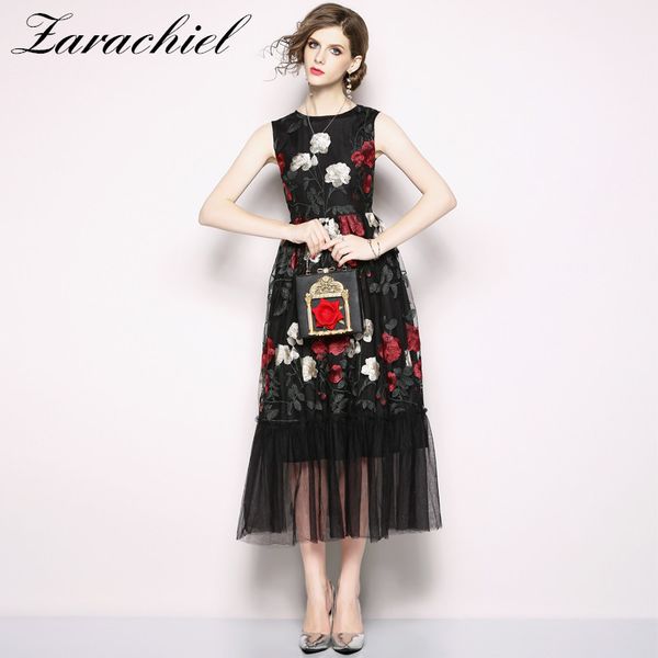 elegant flower embroidery women's sleeveless o-neck party tank dress female high waist mesh dresses long sundress vestidos 210416, Black;gray
elegant flower embroidery women's sleeveless o-neck party tank dress female high waist mesh dresses long sundress vestidos 210416, Black;gray
