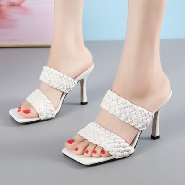 european solid knitted double band slingback women sandals thin high heels shoes slippers slip on weave sandalias2021, Black
european solid knitted double band slingback women sandals thin high heels shoes slippers slip on weave sandalias2021, Black