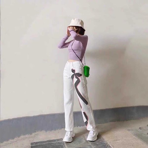 u-public french 20ss bowknot double shadow printing straight casual white jeans, Blue
u-public french 20ss bowknot double shadow printing straight casual white jeans, Blue
