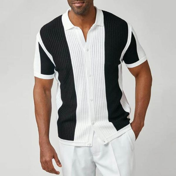 men's casual shirts vintage patchwork knitted shirt for men 2021 loose short sleeve summer mens fashion buttoned lapel streetwear, White;black
men's casual shirts vintage patchwork knitted shirt for men 2021 loose short sleeve summer mens fashion buttoned lapel streetwear, White;black