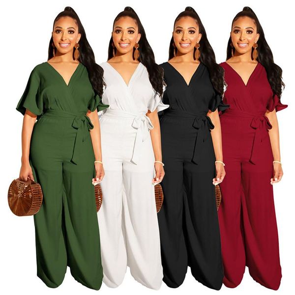 women's jumpsuits & rompers summer fashion for women office lady style loose short sleeve deep v-neck classic solid color wide leg pant, Black;white
women's jumpsuits & rompers summer fashion for women office lady style loose short sleeve deep v-neck classic solid color wide leg pant, Black;white