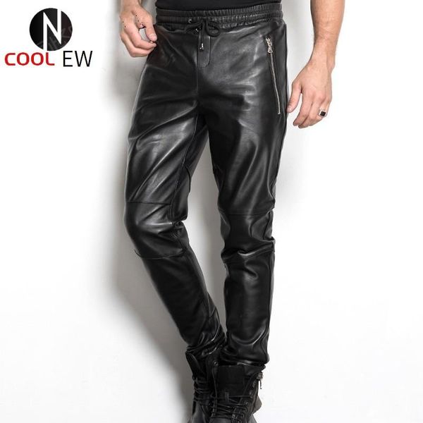 men's pants mens genuine leather full length trousers fashion drawstring waist motorcycle sheepskin slim fit windproof, Black
men's pants mens genuine leather full length trousers fashion drawstring waist motorcycle sheepskin slim fit windproof, Black