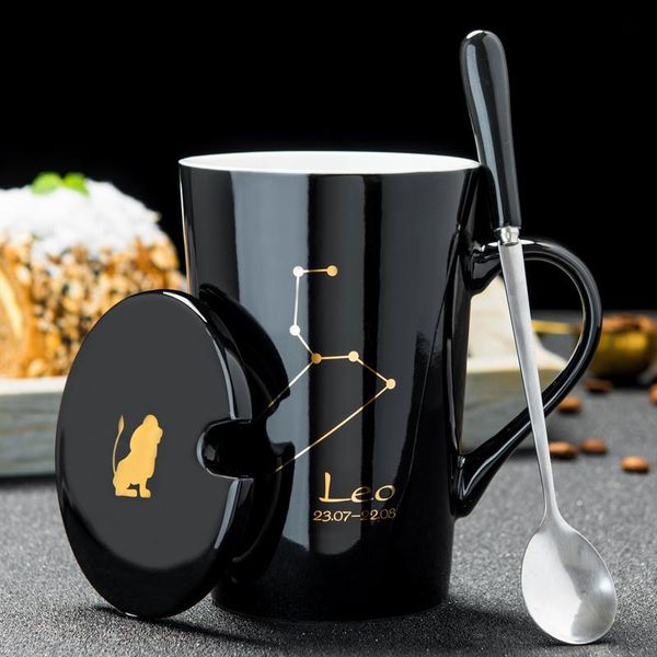 mugs constellation creative ceramic couple mug, with spoon cover black gold porcelain zodiac milk coffee cup 420ml
mugs constellation creative ceramic couple mug, with spoon cover black gold porcelain zodiac milk coffee cup 420ml