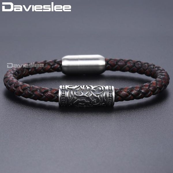 link, chain davieslee mens genuine leather bracelets stainless steel brown bracelet for men magnetic clasps 2021 jewelry ddlb103, Black
link, chain davieslee mens genuine leather bracelets stainless steel brown bracelet for men magnetic clasps 2021 jewelry ddlb103, Black
