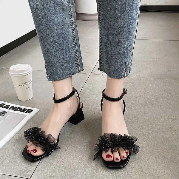 sandals summer thick heel sandal girl 2021 korean fairy style thin temperament with lace one line buckle, Black
sandals summer thick heel sandal girl 2021 korean fairy style thin temperament with lace one line buckle, Black