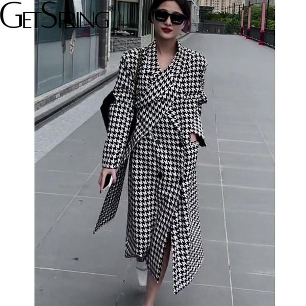women's wool & blends getspring women woolen coat temperament plaid long tweed jacket all match loose casual female overcoat autumn win, Black
women's wool & blends getspring women woolen coat temperament plaid long tweed jacket all match loose casual female overcoat autumn win, Black