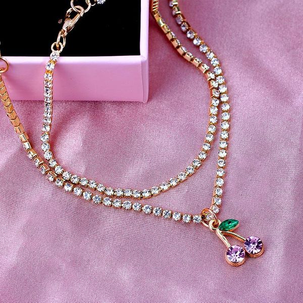 boho cute cherry bracelets crystal chain for women golden rhinestone tennis fruit bracelet female shiny jewelry party gift charm, Golden;silver
boho cute cherry bracelets crystal chain for women golden rhinestone tennis fruit bracelet female shiny jewelry party gift charm, Golden;silver