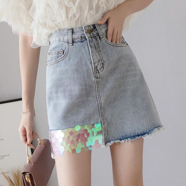 skirts patchwork denim high waist dehydration skirt women's jeans miniskirt 2021, Black
skirts patchwork denim high waist dehydration skirt women's jeans miniskirt 2021, Black