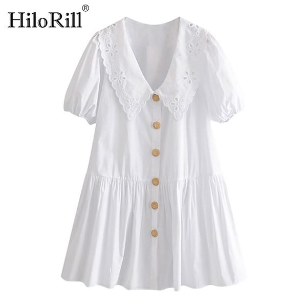embroidery white dress women lantern short sleeve loose pleated button turn down collar mini cotton summer 210508, Black;gray
embroidery white dress women lantern short sleeve loose pleated button turn down collar mini cotton summer 210508, Black;gray