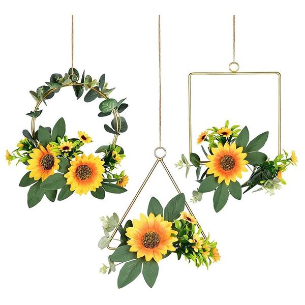 decorative flowers & wreaths 3pcs floral hoop wreath,hanging garland artificial silk sunflowers and leaves metal ring wreath for home wall d
decorative flowers & wreaths 3pcs floral hoop wreath,hanging garland artificial silk sunflowers and leaves metal ring wreath for home wall d