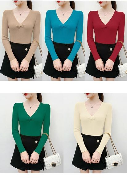 women's sweaters autumn winter 2021 classic long sleeve v- neck solid color casual tunic pullover knitted slim sweater, White;black
women's sweaters autumn winter 2021 classic long sleeve v- neck solid color casual tunic pullover knitted slim sweater, White;black