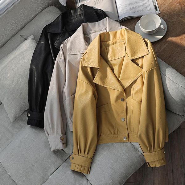 women's leather & faux aibeautyer women single breasted moto coat big pocket yellow windproof jacket turndown collar short, Black
women's leather & faux aibeautyer women single breasted moto coat big pocket yellow windproof jacket turndown collar short, Black