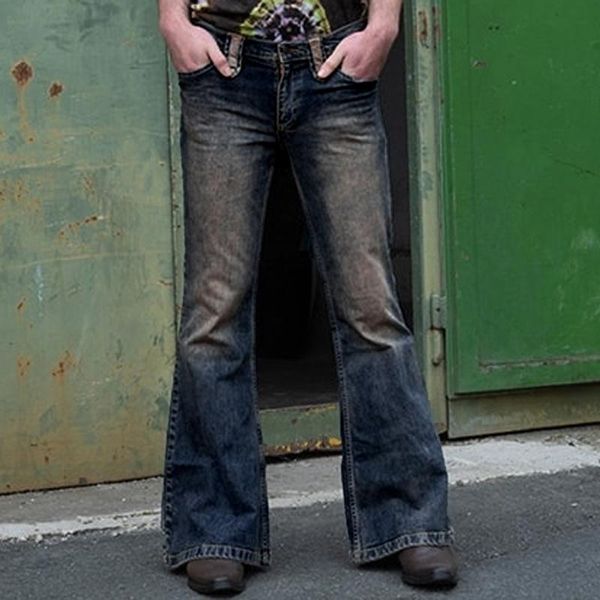 men's jeans vintage punk full length light wash bootcut pocket flare pants daily fashion casual pantalones, Blue
men's jeans vintage punk full length light wash bootcut pocket flare pants daily fashion casual pantalones, Blue