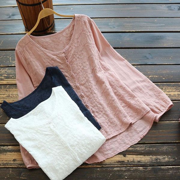 women's blouses & shirts 7463 spring women blouse literary cotton embroidery o-neck long sleeve shirt solid color loose casual, White
women's blouses & shirts 7463 spring women blouse literary cotton embroidery o-neck long sleeve shirt solid color loose casual, White