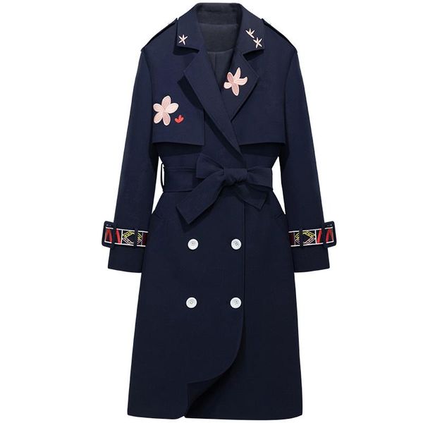 women's trench coats spring fad embroidered windbreaker korean version slim long sleeve double breasted over the knee mid coat autumn, Tan;black
women's trench coats spring fad embroidered windbreaker korean version slim long sleeve double breasted over the knee mid coat autumn, Tan;black