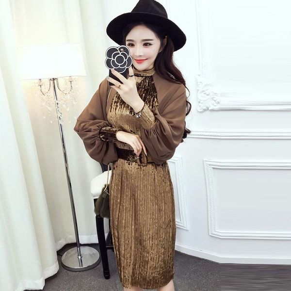casual dresses spring autumn women lantern long sleeve patchwork slim velour pencil dress , fall woman stand collar high waisted velvet, Black;gray
casual dresses spring autumn women lantern long sleeve patchwork slim velour pencil dress , fall woman stand collar high waisted velvet, Black;gray