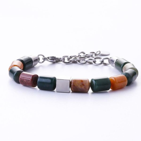 link, chain men's stainless steel bead bracelet cinnabar tiger eye stone women, Black
link, chain men's stainless steel bead bracelet cinnabar tiger eye stone women, Black
