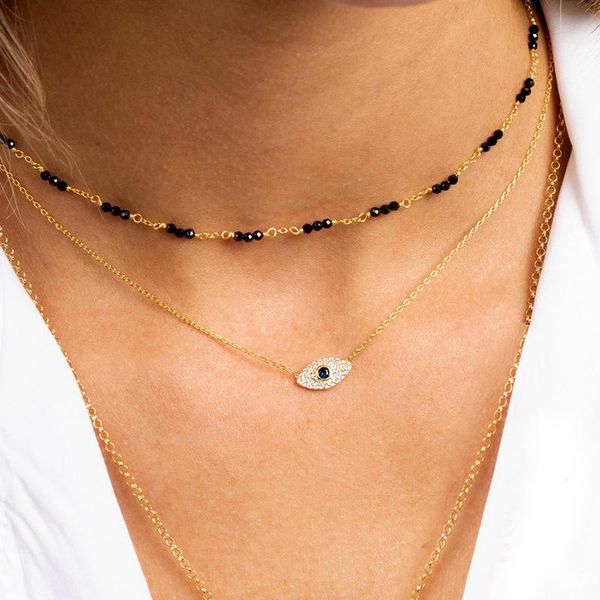 chokers vintage stylish cubic zircon eye layered choker with charms mini tiny pendant necklaces for women black color, Golden;silver
chokers vintage stylish cubic zircon eye layered choker with charms mini tiny pendant necklaces for women black color, Golden;silver