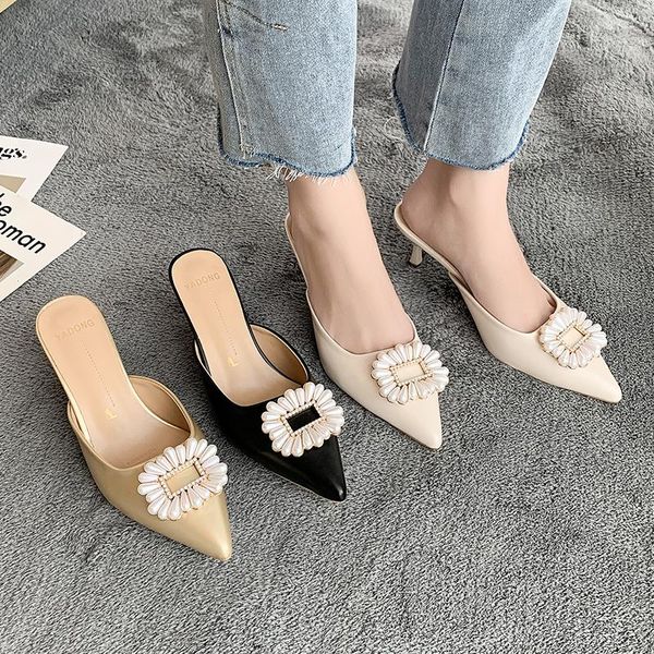 slippers cover toe high-heeled shoes lady rivet soft slipers women slides med fashion comfort 2021 summer pointed luxury pu meta, Black
slippers cover toe high-heeled shoes lady rivet soft slipers women slides med fashion comfort 2021 summer pointed luxury pu meta, Black