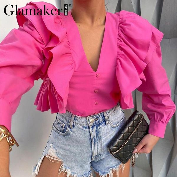 glamaker deep v neck ruffle blouse shirt women rose red long sleeve autumn 2021 fashion elegant ladies women's blouses & shirt, White
glamaker deep v neck ruffle blouse shirt women rose red long sleeve autumn 2021 fashion elegant ladies women's blouses & shirt, White