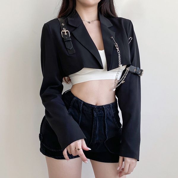 streetwear punk chain black woman jacket buckle fashion cardigan cropped coat autumn winter jackets outerwear short, Black;brown
streetwear punk chain black woman jacket buckle fashion cardigan cropped coat autumn winter jackets outerwear short, Black;brown