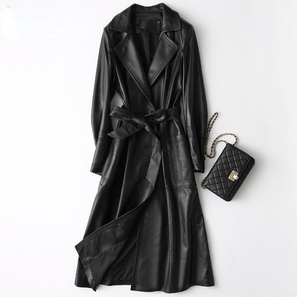 women's leather & faux winter genuine jacket autumn real sheepskin coat famale long slim jackets belted lederjacke damen sqq933, Black
women's leather & faux winter genuine jacket autumn real sheepskin coat famale long slim jackets belted lederjacke damen sqq933, Black
