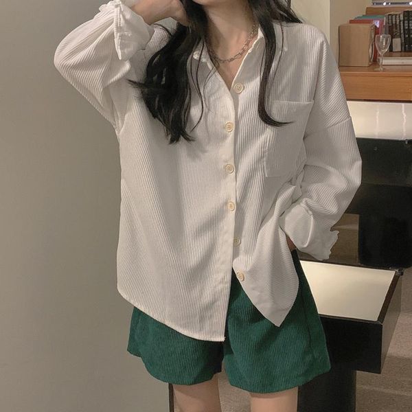 women's blouses & shirts colorfaith 2021 women spring autumn blouse oversized elegant corduroy solid korean style office lady wild bl9, White
women's blouses & shirts colorfaith 2021 women spring autumn blouse oversized elegant corduroy solid korean style office lady wild bl9, White