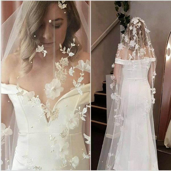 bridal veils appliques wedding veil 3d flowers pearls chapel length elegant bride accessories, Black
bridal veils appliques wedding veil 3d flowers pearls chapel length elegant bride accessories, Black