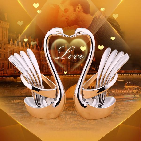 romantic and beauty tableware cutlery set stainless steel dinnerware with swan holder table dinner spoon forks sets
romantic and beauty tableware cutlery set stainless steel dinnerware with swan holder table dinner spoon forks sets