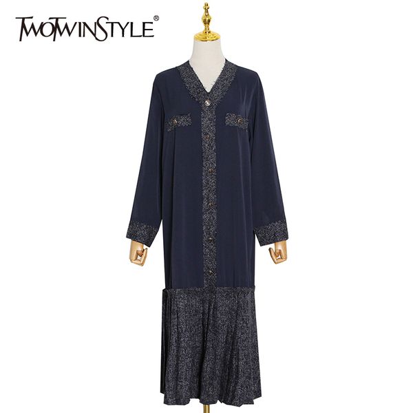 twotwinstyle elegant patchwork ruffle women's dress v neck long sleeve loose white dresses female fashion clothing 210517, Black;gray
twotwinstyle elegant patchwork ruffle women's dress v neck long sleeve loose white dresses female fashion clothing 210517, Black;gray